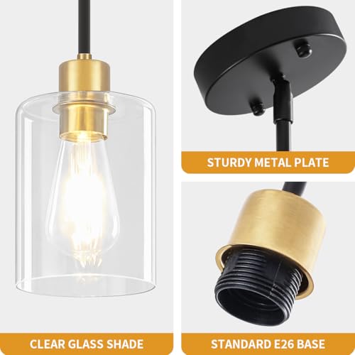 3 Pack Glass Pendant Lights Kitchen Island Modern Hanging Light