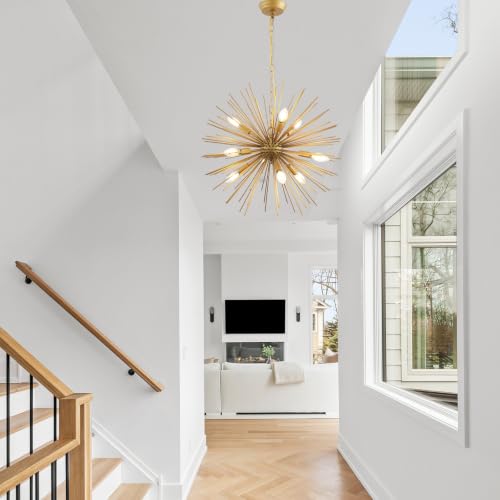 23.8in 9 Light Gold Sputnik Chandelier Mid