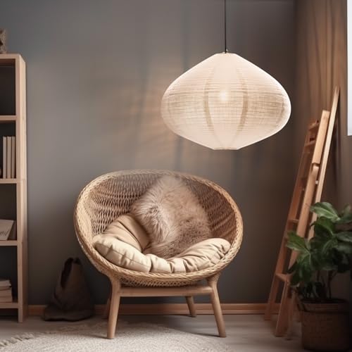 Hanging Lamp shade Oval 20INCH White Linen Pendant Light shade
