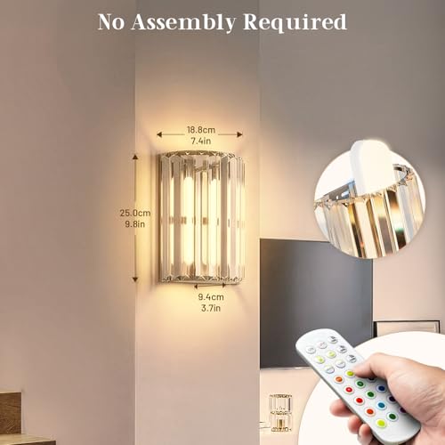 Brushed Nickel Battery Operated Wall Sconces Set of 2