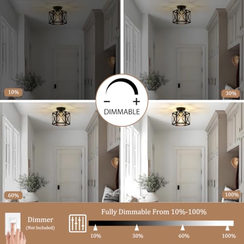 Farmhouse Semi Flush Mount Ceiling Light (Black / 9.4 Inch)