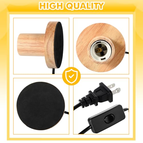 2 Pcs Polished Metal Desktop Lamp Base E26 E27 Screw Light Bulb Holder Sockets Night Light Base Lamp Replacement for Holding Bulb 6 Feet Cord on Off Switch Plug (2 Count)