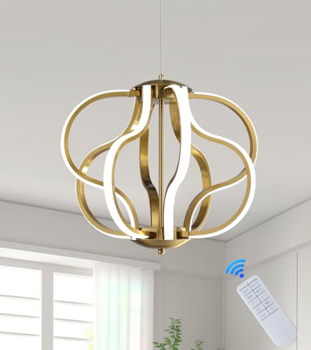 Modern Gold LED Chandelier with Remote Control (8 Count)