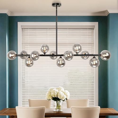 Dining Room Chandelier Black and Smoke Gray Linear Chandeliers