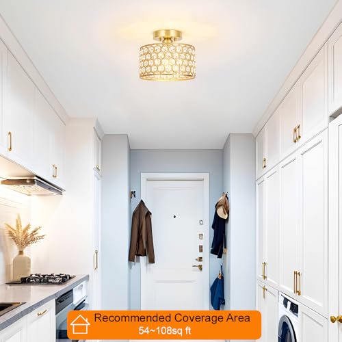Gold Crystal Ceiling Light Fixture