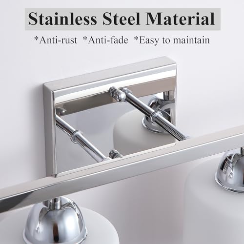 Stainless Steel Milk Glass Vanity Lights for Bathroom