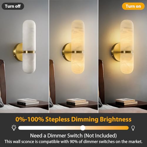 Natural Alabaster Brass Wall Sconce (2 Count)