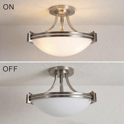 16 inch Brushed Nickel Semi Flush Mount Ceiling Light Fixture