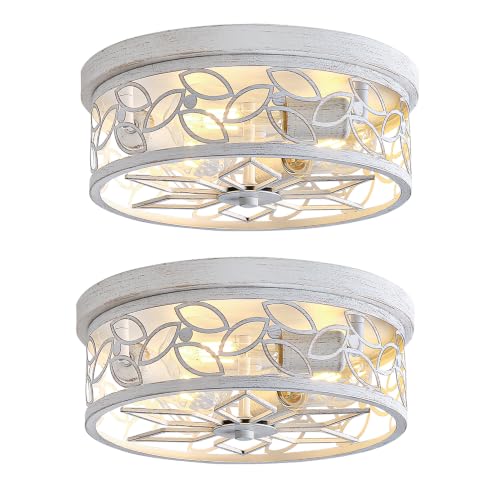 12.6" Gold Accent Flush Mount Ceiling Light (White+Gold)