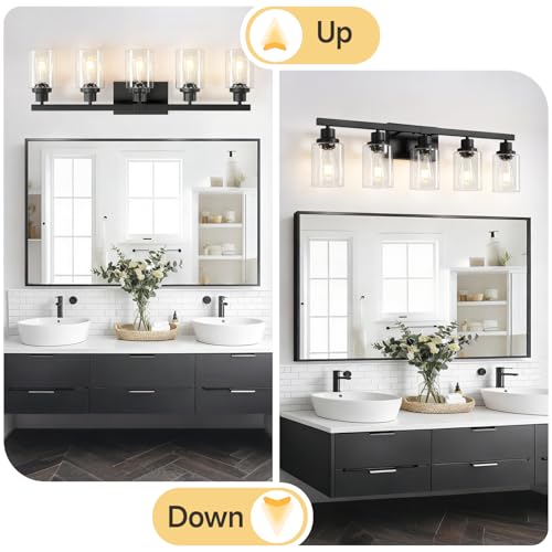 5 Light Black Bathroom Vanity Light