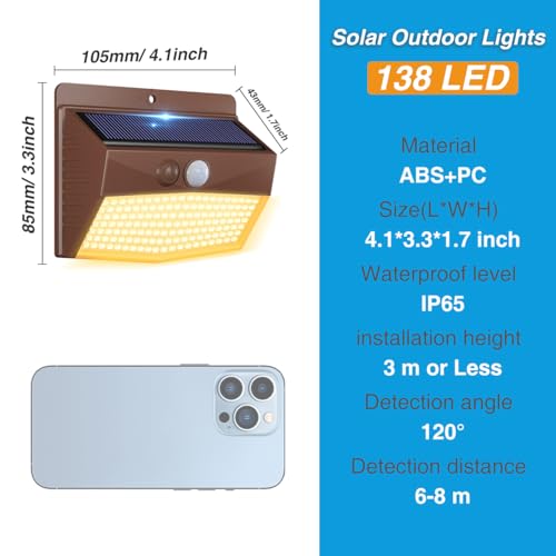 12 Pack Solar Motion Sensor Lights Outdoor Waterproof with 3 Modes (12 Count)