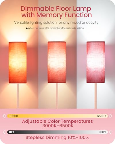 Dimmable Floor Lamps for Living Room with Remote and Foot Switch