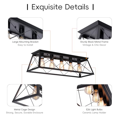 31.5" Black Flush Mount Ceiling Light Fixture