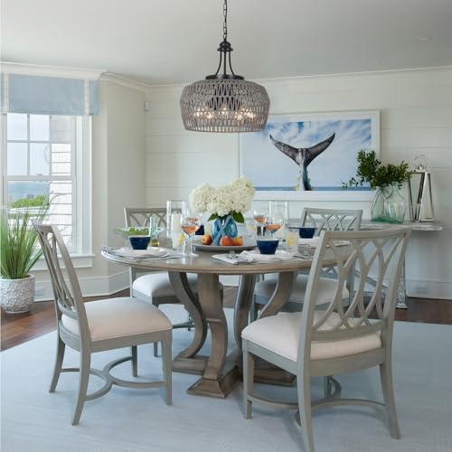 Grey Rattan Chandeliers for Dining Room
