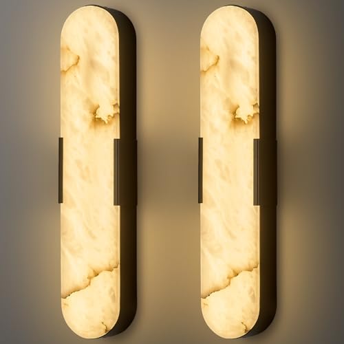 20" Alabaster Wall Sconces Set of Two Black 2Pack