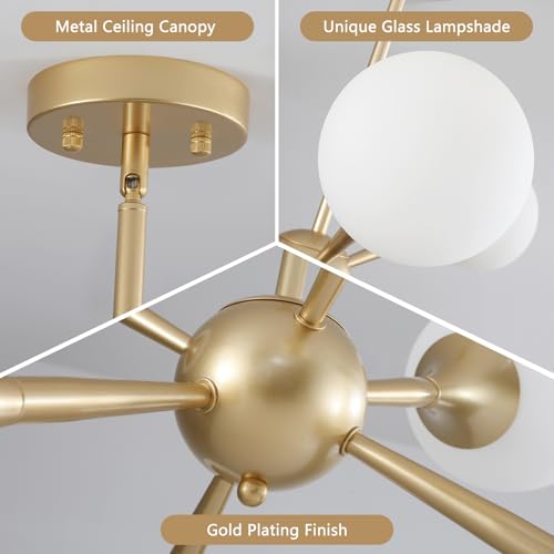 26" Glass Globe Chandelier 6