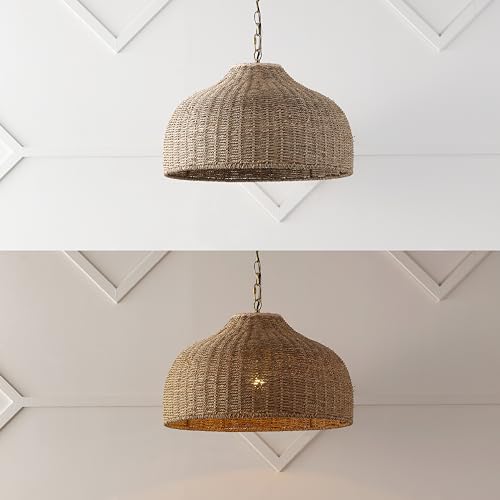 Eliza 1 Light Pendant Dome Rattan Metal 20"