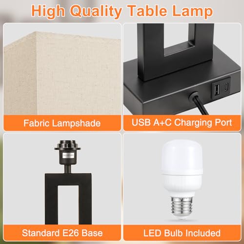 22" Tall Living Room Lamps for Night Stands (2 Count)