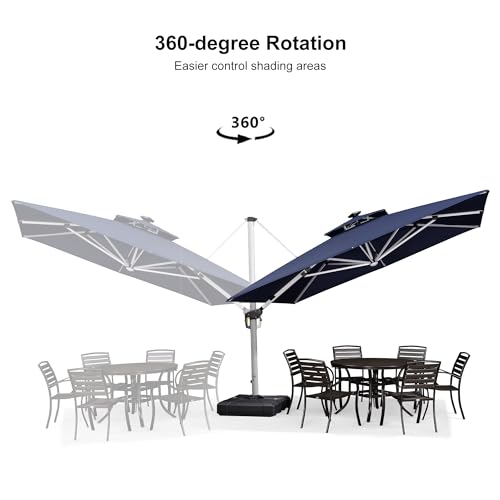 Patio Umbrella with Base 11'X11' Double Top LEDlight