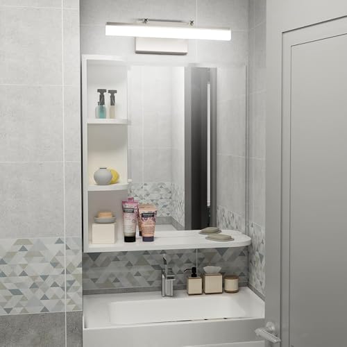 Brushed Nickel Vanity Light 16 inch Modern Wall Sconces Adjustable LED Bathroom Light Fixtures Over Mirror Rotatable Vanity Lighting 5500K