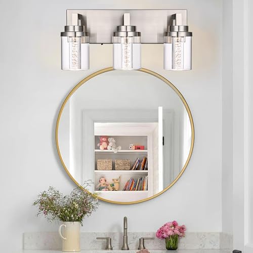 3 Light Modern LED Bathroom Vanity Light Bar Brushed Nickel