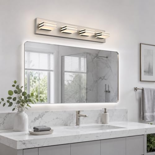 4 Light Brushed Nickel Bathroom Vanity Light