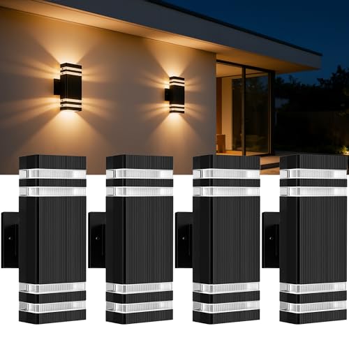 4Packs Square Outdoor Wall Lights (4 Count)