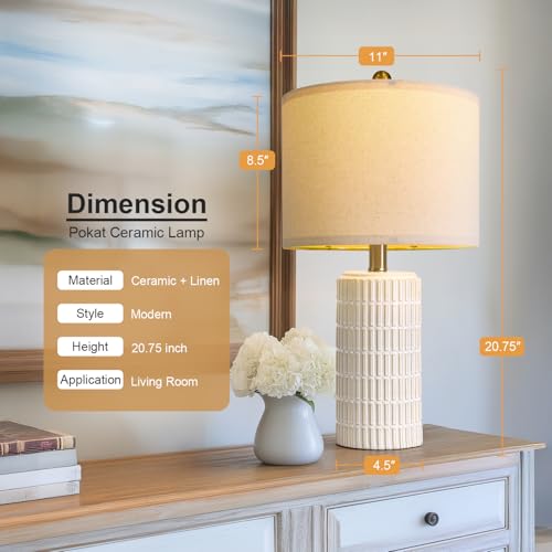 20.75" Small Modern Ceramic Table Lamps Set of 2 for Bedroom (2 Count)
