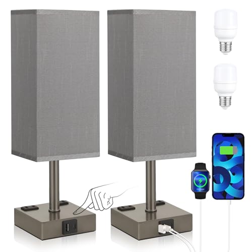 Grey Touch Lamps Set of 2 for Bedroom (2 Count)