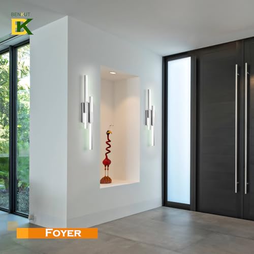 Modern LED Wall Sconce Silver Remote Wall Light Fixtures for Bathroom