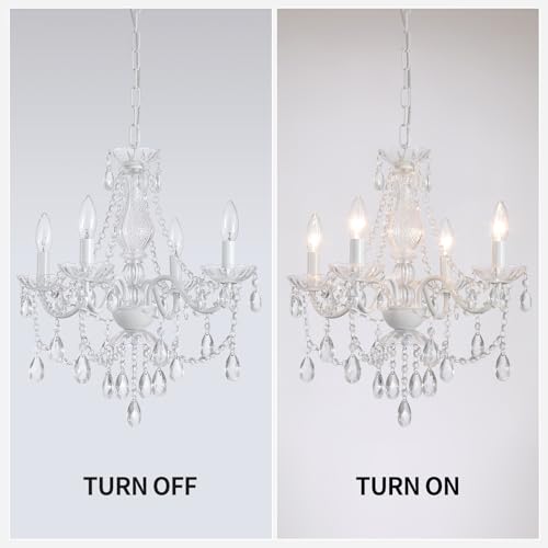 Plug in Crystal Ceramic White Chandelier