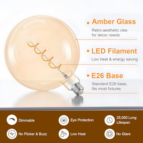 Oversized Amber LED Edison Bulb 60 Watt Equivalent
