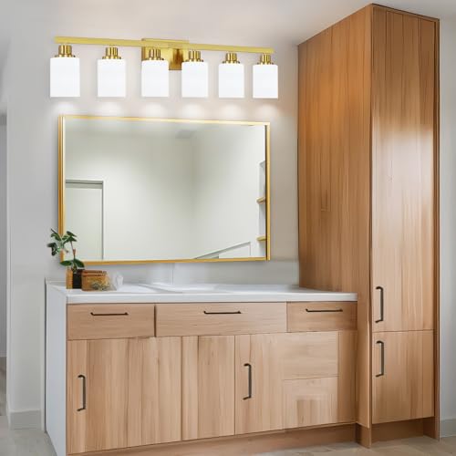 6 Light Gold Bathroom Vanity Light Bathroom Light Fixture 36.8in