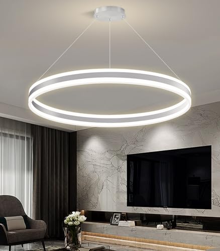 D31.5'' Modern Ring Chandelier for Dining Room LED Dimmable Pendant Lighting High Ceiling Chandelier for Living Room Foyer Bedroom Entryway 3000K