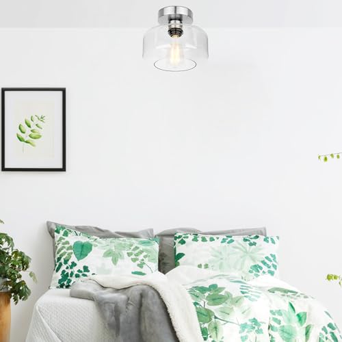 Industrial Semi Flush Mount Ceiling Light Brushed Nickel