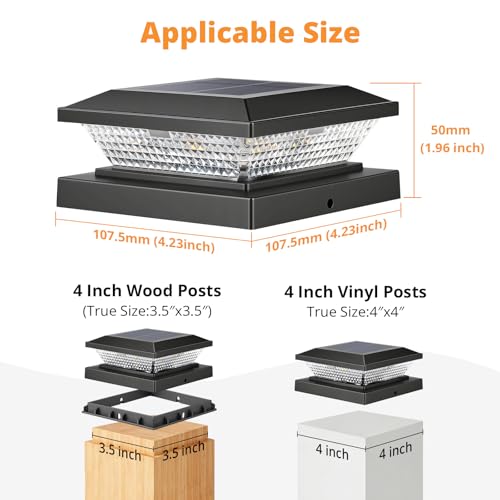 4x4 Solar Post Cap Lights Outdoor 4 Pack (4 Count)