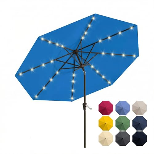 10FT Solar Patio Umbrella with Lights