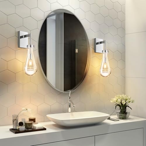 Raindrop Wall Sconces Chrome Sconces Wall Decor Modern Wall Lighting Glass Bathroom Sconces Indoor Vanity Light Wall Lamp for Bedroom Living Room Stair