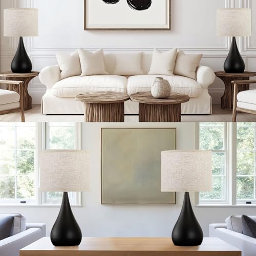 18.1'' Modern Touch Black Table Lamp Set of 2 with 3 Way Dimmable (2 Count)