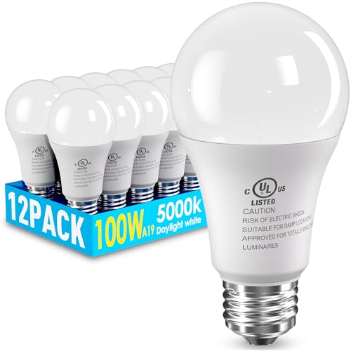 12 Pack LED Light Bulbs 100 Watt Equivalent (12 Count)