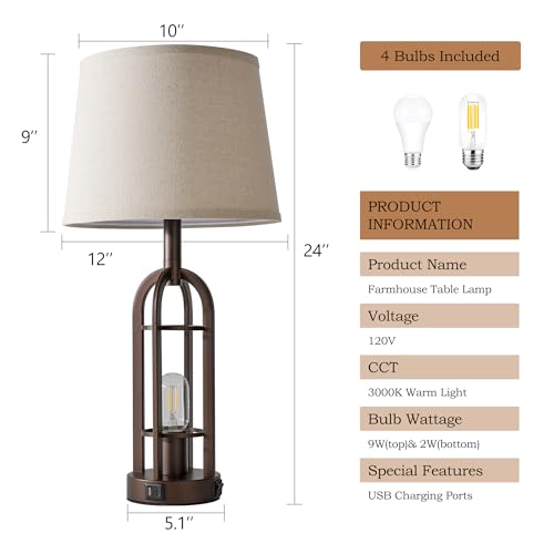 Table Lamps for Living Room End Table Set of 2 (2 Count)