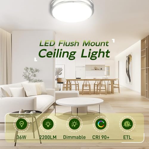 16 inch Dimmable LED Flush Mount Ceiling Light Fixture