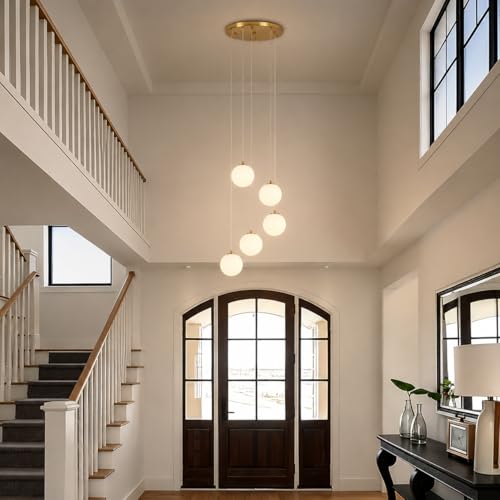 Gold Globe High Ceiling Chandelier (Gold / 5-Light)