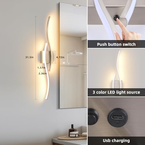 Battery Operated Silver Wall Sconce (2 Count)