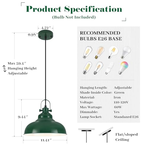 Green Dome Pendant Light