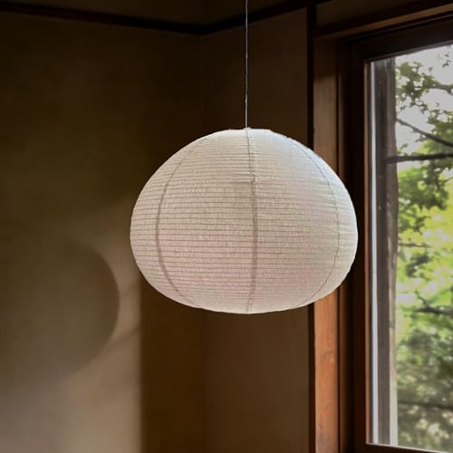 Large Hanging Lampshade 20INCH Linen lantern Pendant Light shade Oval Can replace paper lanterns Hanging Lantern Handmade Minimalist Decorations Suitable for Living room Hallway Bedroom