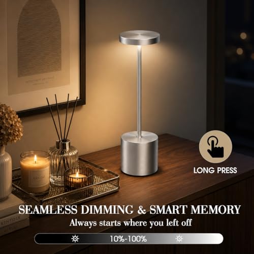 Silver Rechargeable Table Lamps 2 Pack (2 Count)