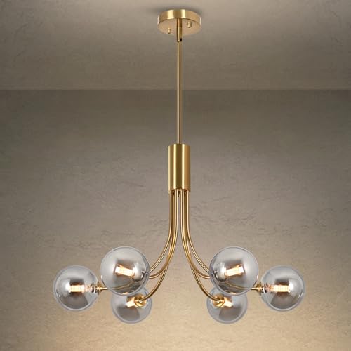 Mid Century Chandelier Modern Sputnik Dining Room Light Fxiture Globe 27in