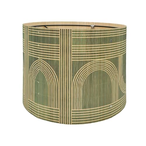 Rustic Bamboo Boho lamp Shade Decorative Geometric Green Figure 11.8x9Inch