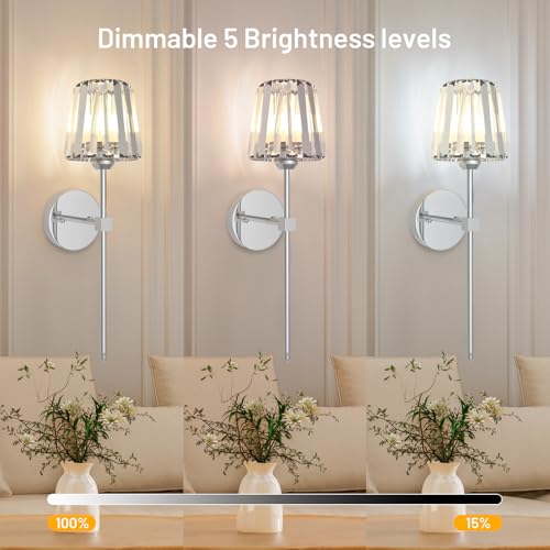 Crystal Battery Operated Wall Sconces Set of 2 (2 Count)